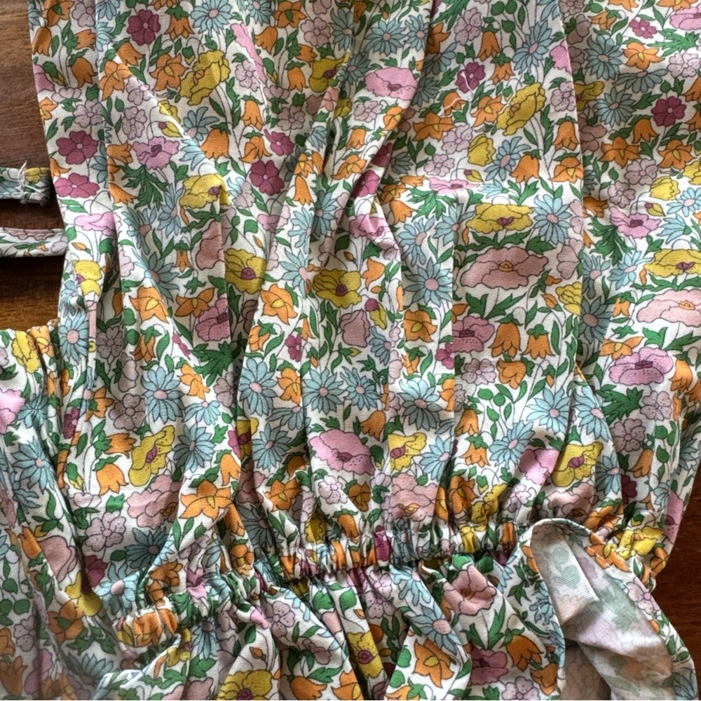 New FOR LOVE & LEMONS RALEIGH Green Floral Crop Top Puff Sleeves XS - Picture 4 of 8